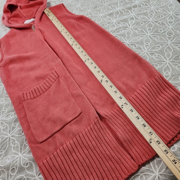 Bryn Walker Coral Sleeveless Knit Hooded Longline Cardigan Vest - Picture 11 of 11